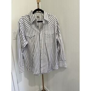 Ely Cattleman Western Pearl Snap Shirt Men's 16 1/2 34 Striped‎ Long Sleeve
